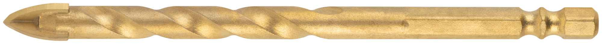 Сверло универсальное, 4 режущие кромки, титановое покрытие, шестигранный U-хвостовик под биту, 10х120 мм