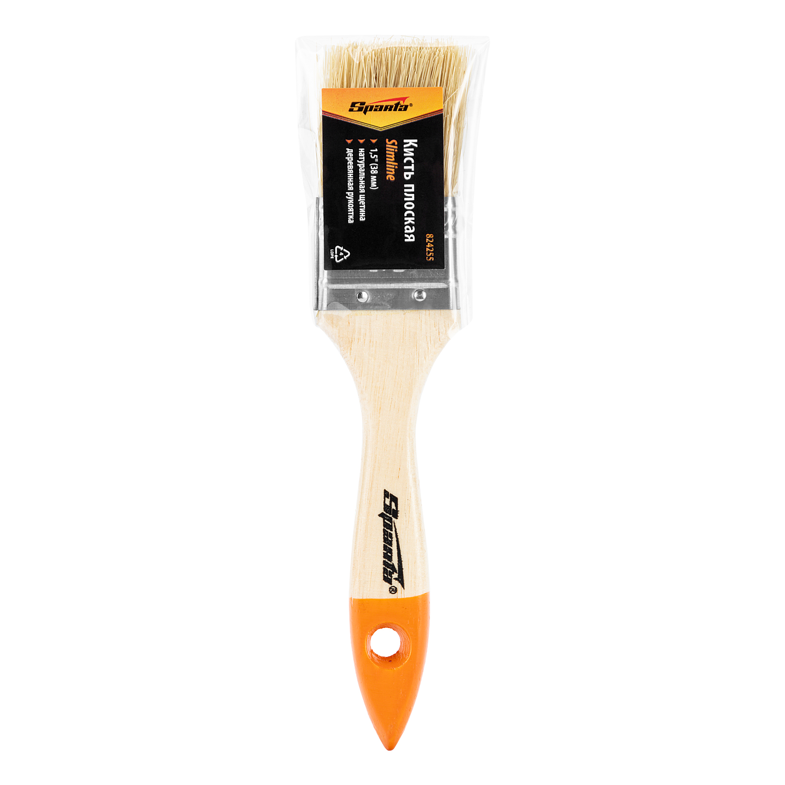 Кисть плоская Slimline 1.5" (38 мм), натуральная щетина, деревянная ручка Sparta