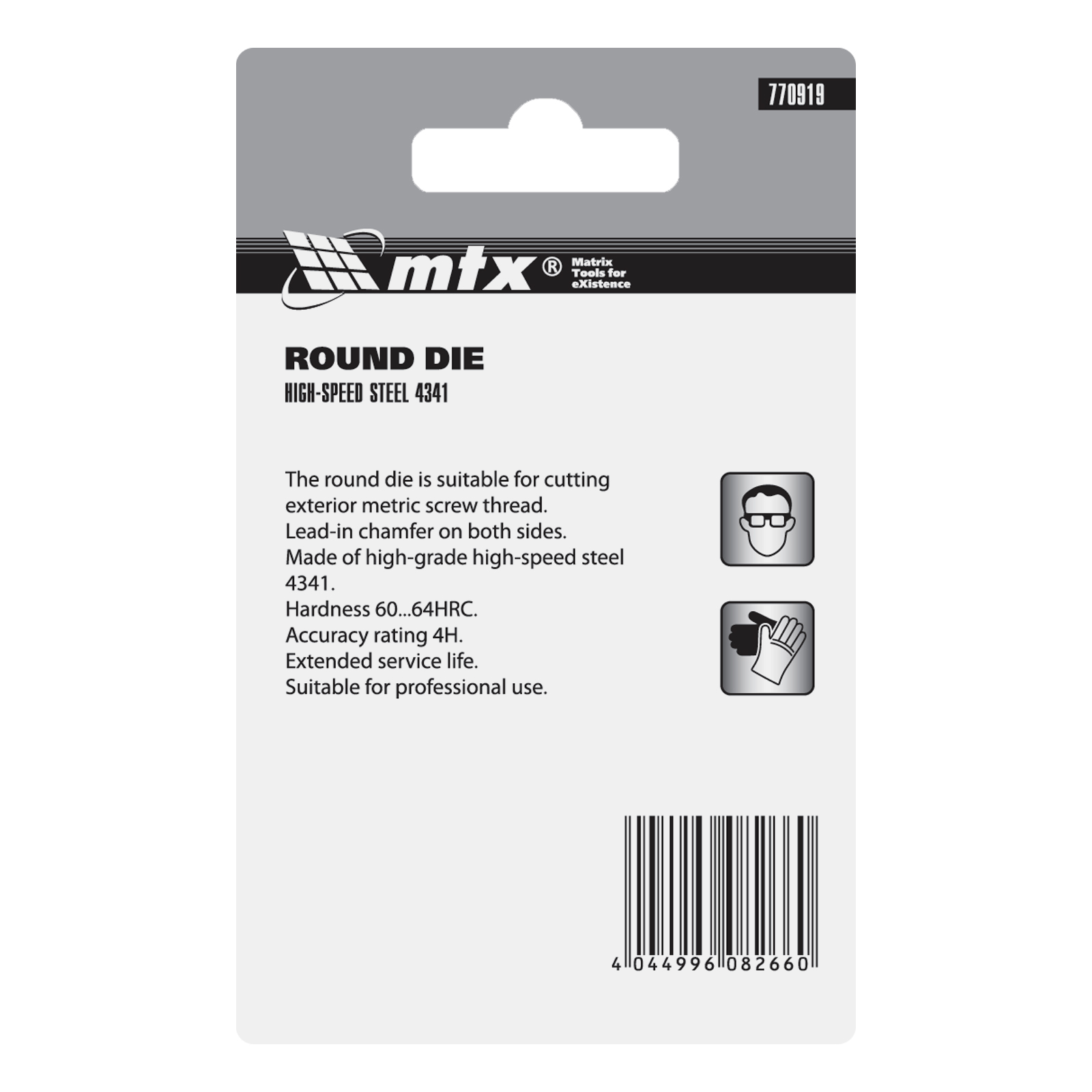 Плашка М10 х 1.25 мм, Р6М5 MTX