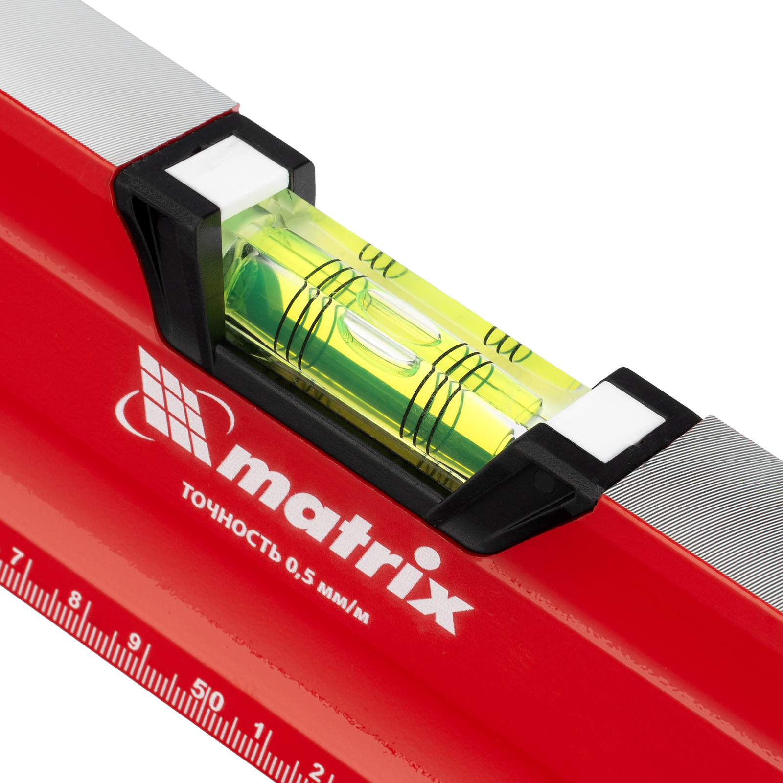 Уровень алюминиевый, магнит, фрезерованный, 3 глазка (1 зеркальный), двухкомпонентные рукоятки, 1000 мм Matrix