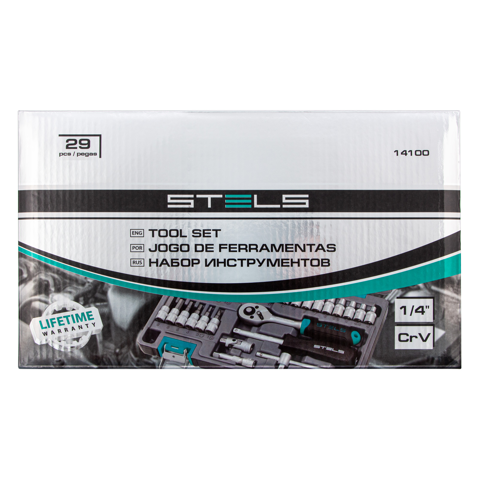 Набор инструментов, 1/4", CrV, пластиковый кейс 29 предметов Stels