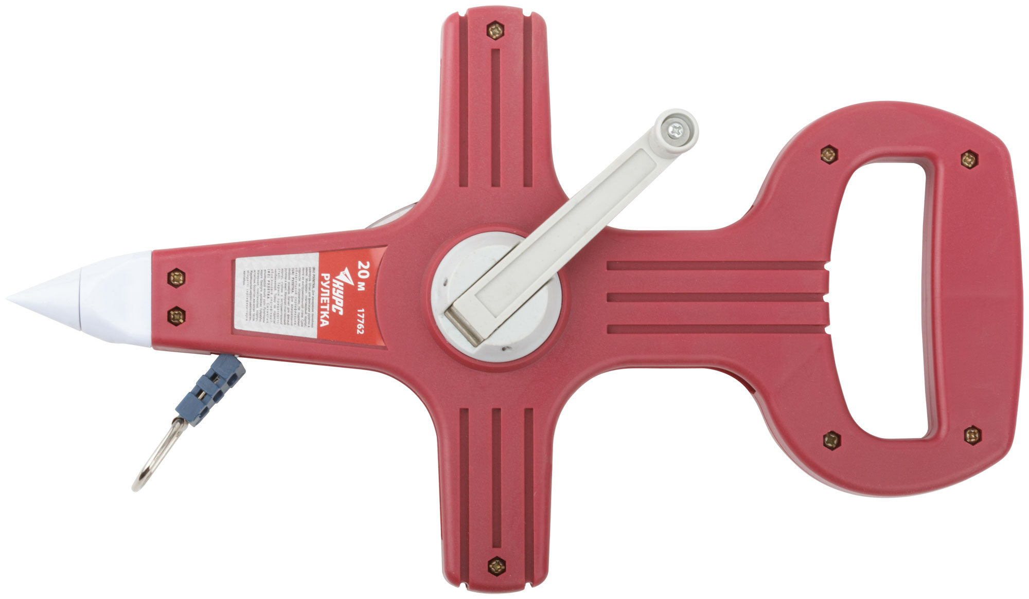 Рулетка геодезическая, стальная лента, красный открытый пластиковый корпус 20 м