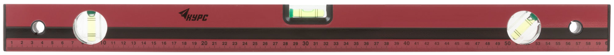 Уровень "Оптима", 3 глазка, красный корпус, фрезерованная рабочая грань, шкала  600 мм