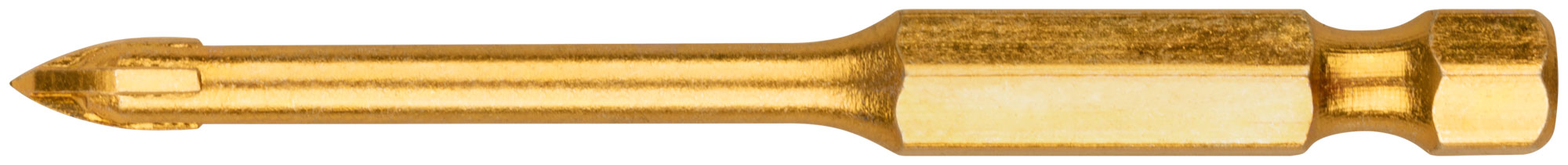 Сверло по кафелю, 4 режущие кромки, титановое покрытие, U-хвостовик под биту  4х69 мм