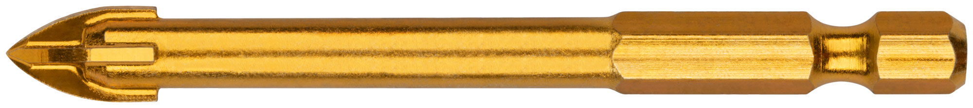 Сверло по кафелю, 4 режущие кромки, титановое покрытие, U-хвостовик под биту  8х76 мм