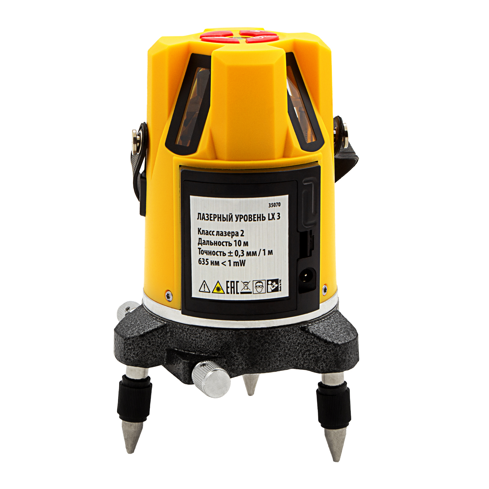 Уровень лазерный LX3, 10 м, ± 0,3 мм/1 м, 635 нм, 4 вертикальных, 1 горизонтальная плоскости, резьба 5/8" Denzel
