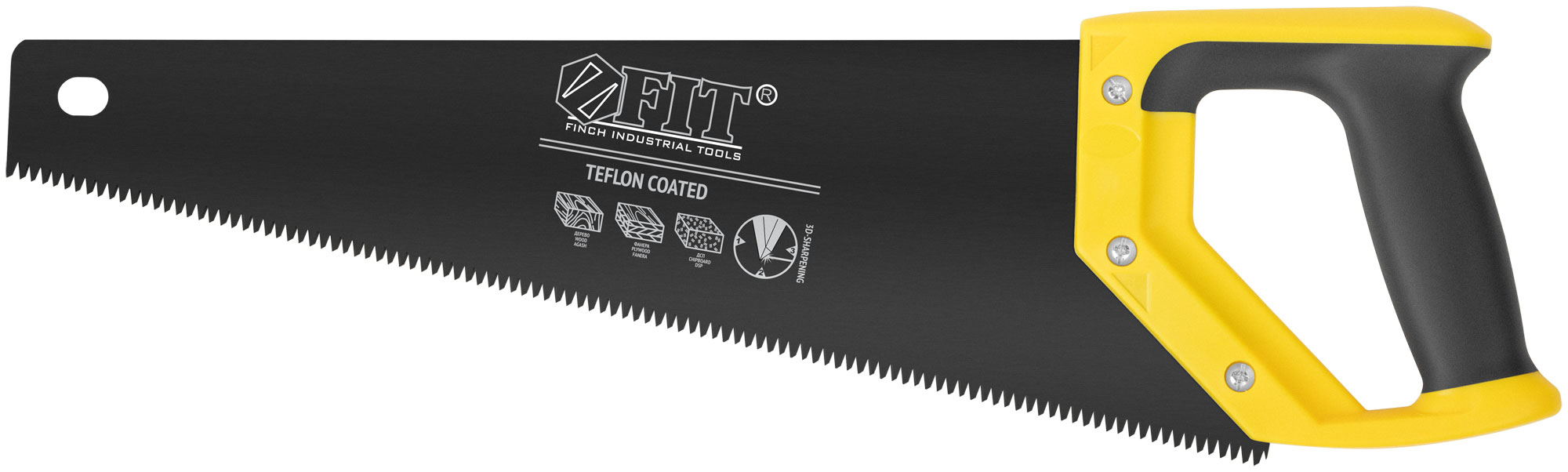 Ножовка по дереву, средн.кален.зуб 7 ТPI, 3D заточка, пласт.прорезинен.ручка, тефлон.покрытие 400 мм