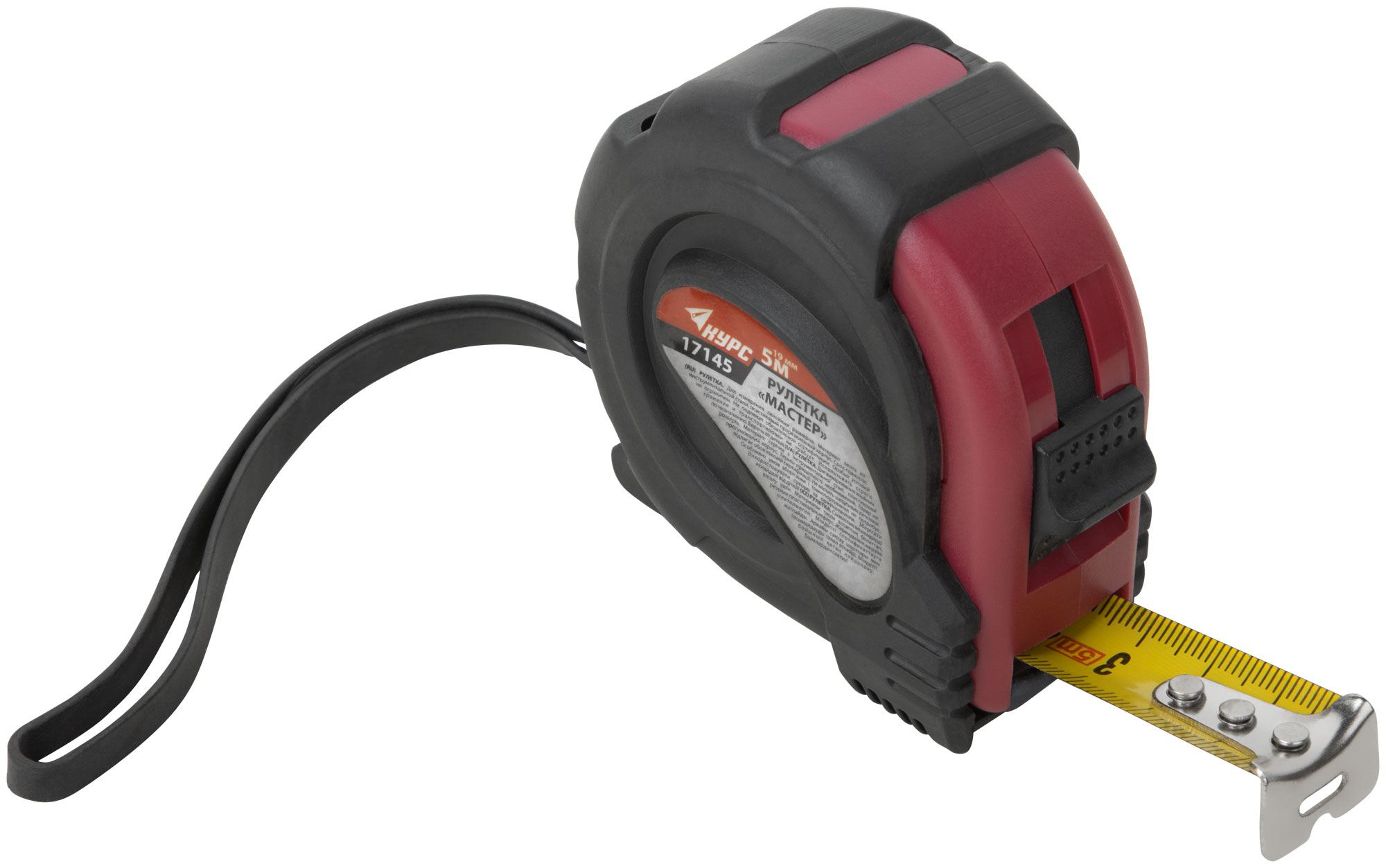 Рулетка прорезиненный корпус "Мастер" 5 м x 19 мм