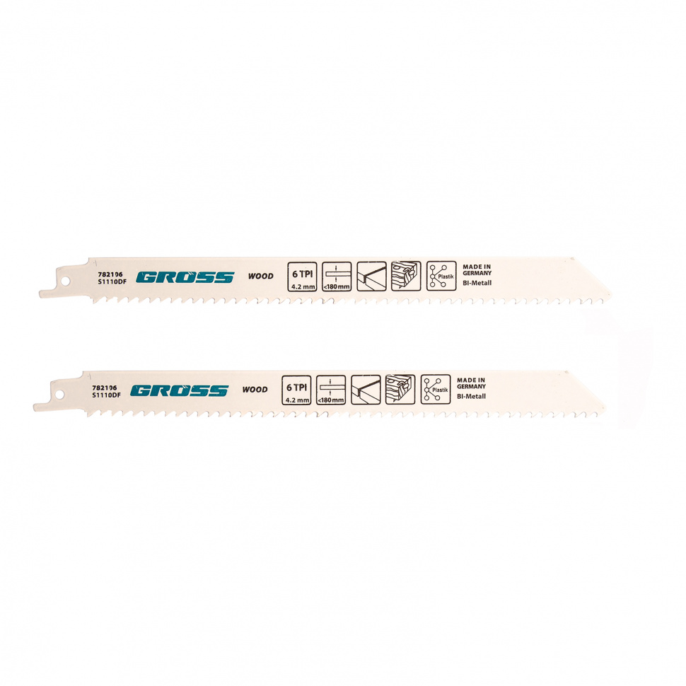 Полотна по дереву для сабельной пилы 4444 - S1110DF, 210 x 4.2 мм, 2 шт. Gross