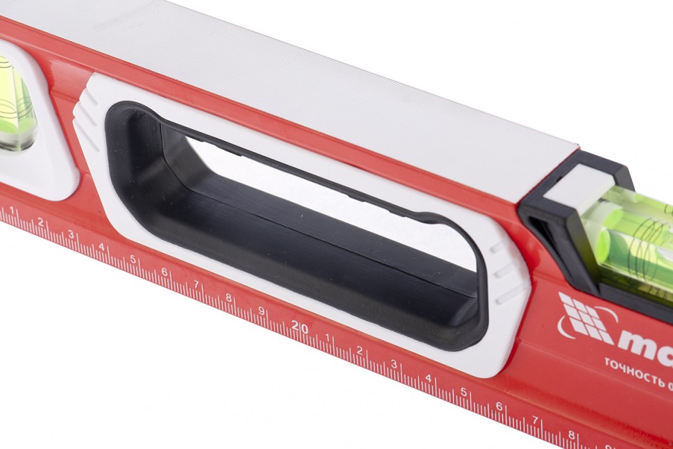 Уровень алюминиевый, магнит, фрезерованный, 3 глазка (1 зеркальный), двухкомпонентные рукоятки, 1200 мм Matrix