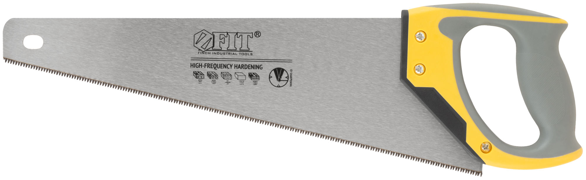 Ножовка по дереву, мелкий каленый зуб 12 ТPI, 3D заточка, 3К пласт.прорезиненная ручка, Профи 400 мм