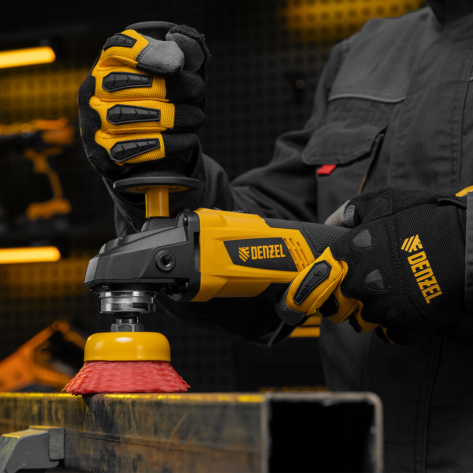 Щетка для УШМ, 75 мм, Чашка, нейлоновая щетина, М14 Denzel