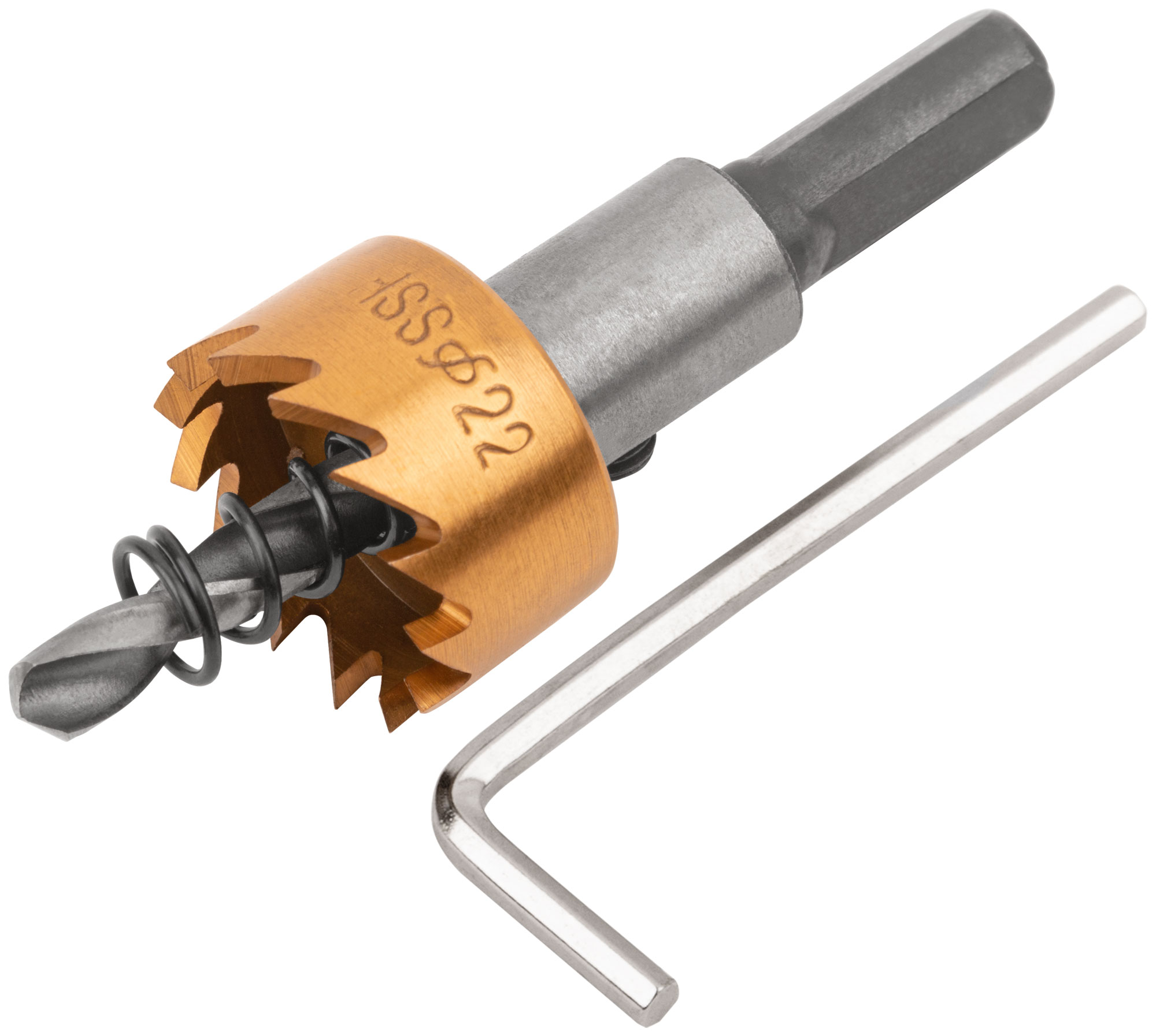 Коронка кольцевая по металлу, HSS сталь, титановое покрытие  22 мм