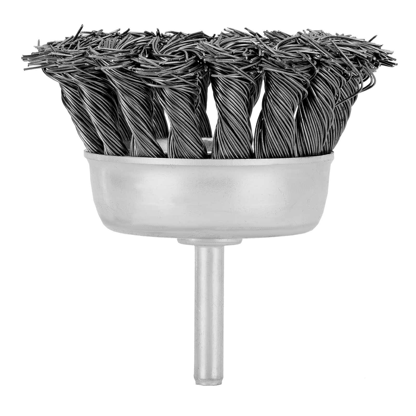 Щетка для дрели, 75 мм, "чашка" со шпилькой, крученая металлическая проволока Matrix