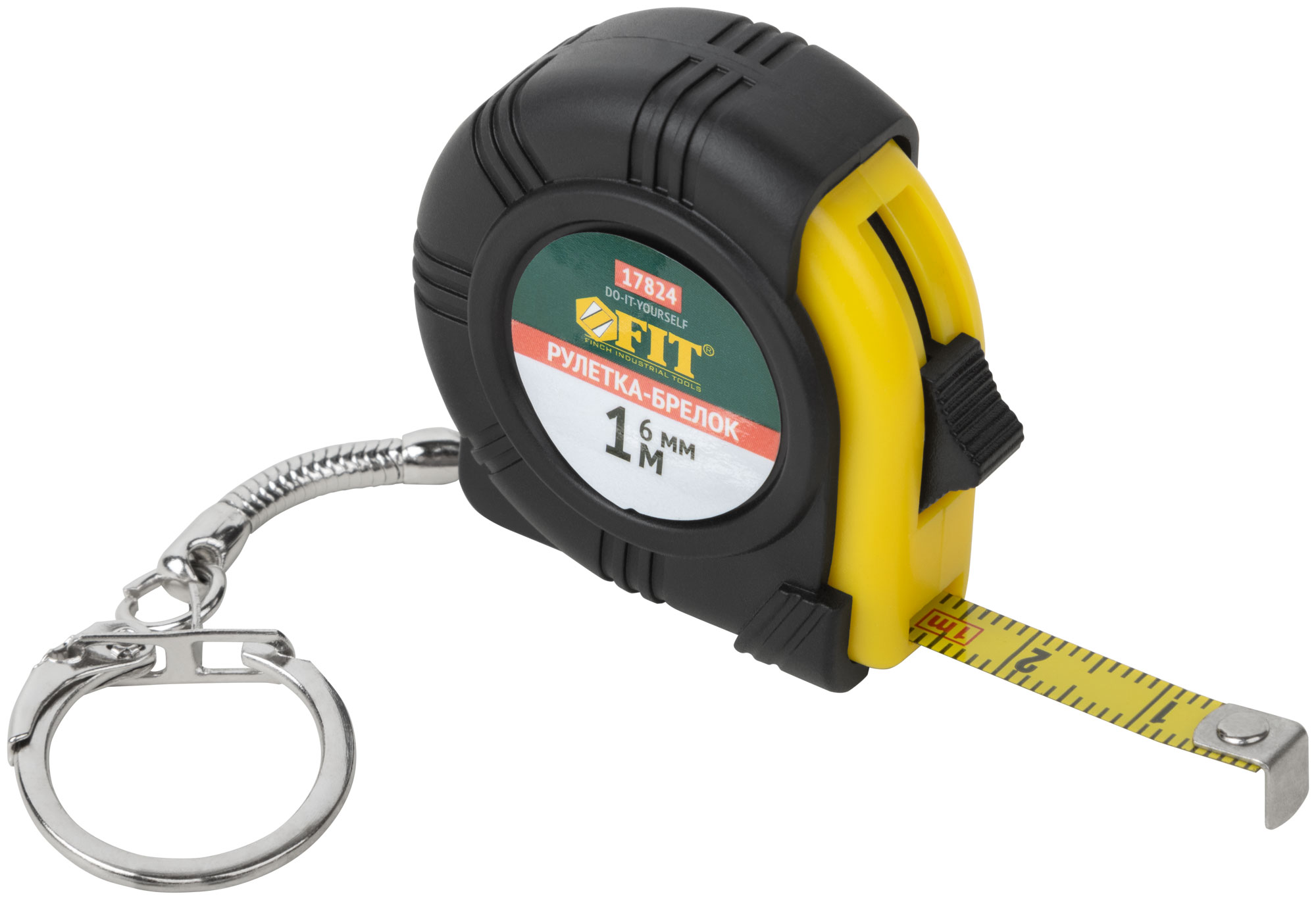 Рулетка-брелок, прорезин.корпус  1 м x 6 мм