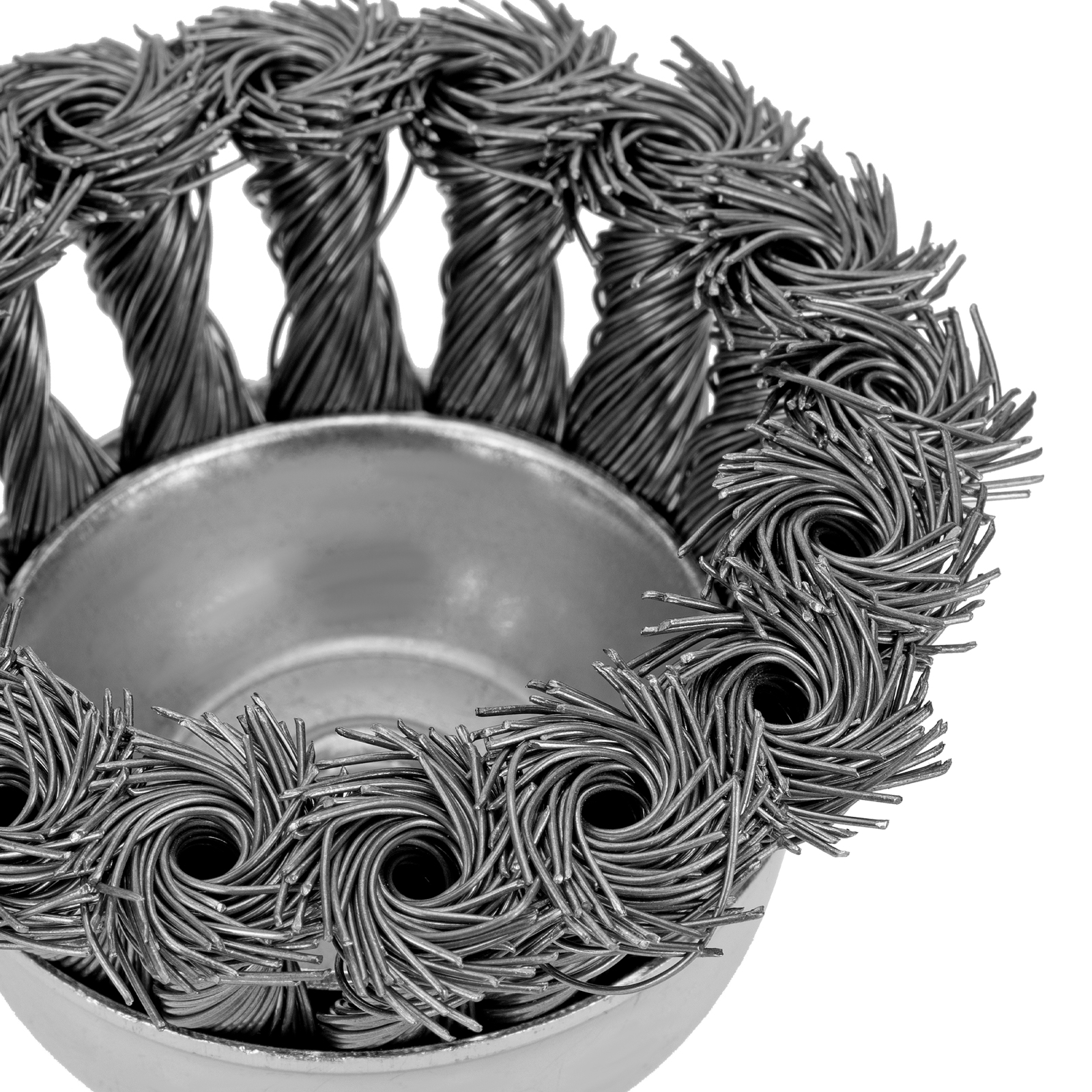 Щетка для дрели, 75 мм, "чашка" со шпилькой, крученая металлическая проволока Matrix