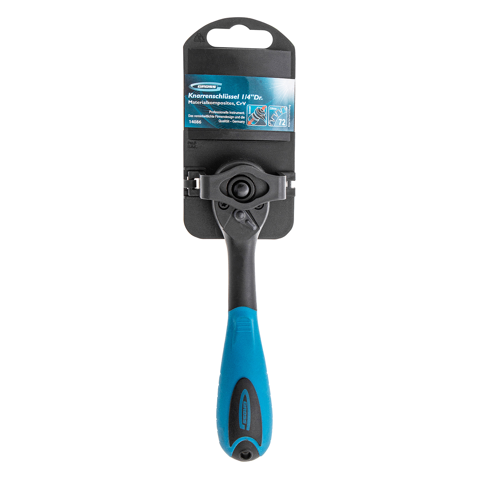 Ключ-трещотка 1/4", CrV, 72 зуба, с быстрым сбросом Gross