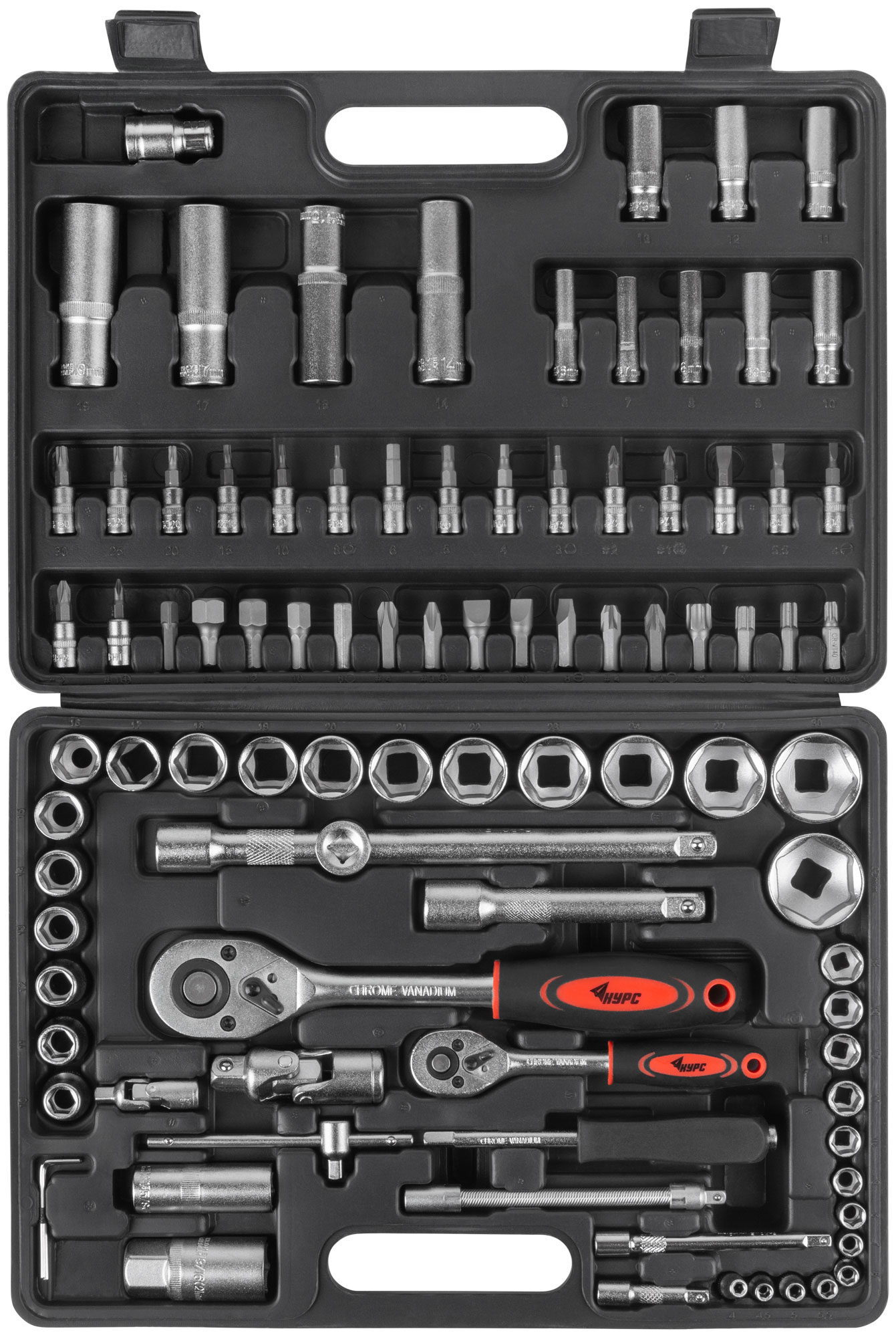 Набор инструмента автомобильный  94 шт. CrV 1/2"+1/4"