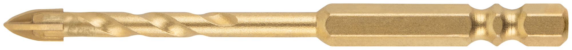 Сверло универсальное, 4 режущие кромки, титановое покрытие, шестигранный U-хвостовик под биту, 5х90 мм