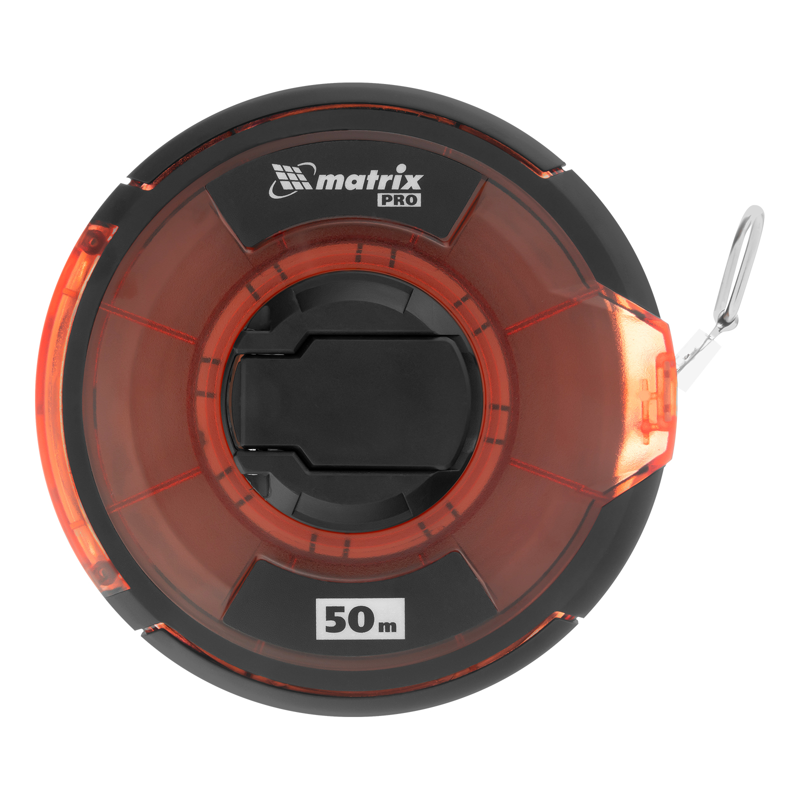 Рулетка геодезическая 50 м х 12,5 мм, закрытый корпус, стальная лента, односторонняя шкала, Pro Matrix