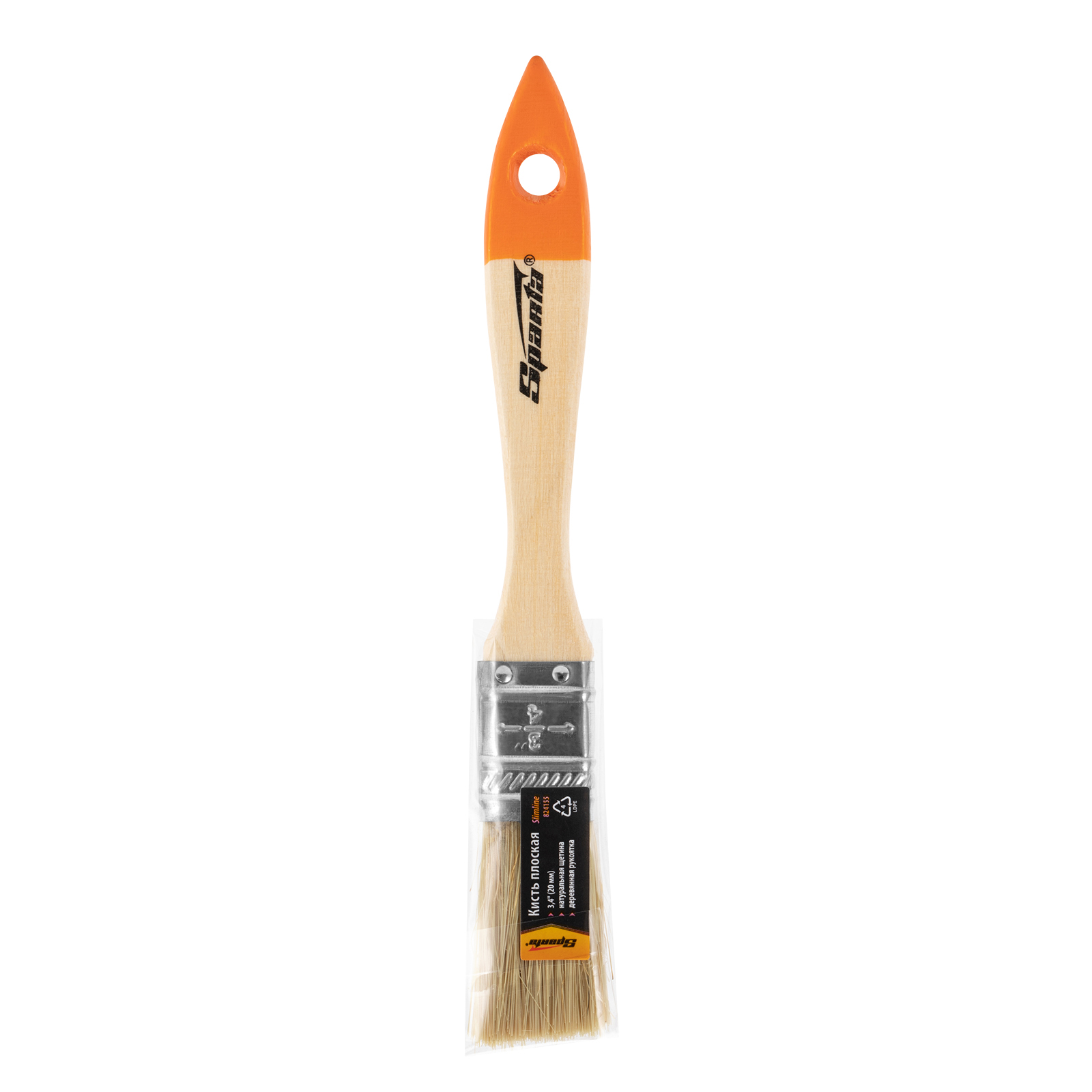 Кисть плоская Slimline 3/4" (20 мм), натуральная щетина, деревянная ручка Sparta