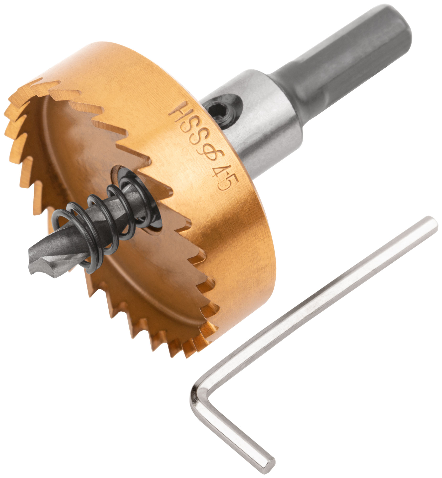 Коронка кольцевая по металлу, HSS сталь, титановое покрытие  45 мм
