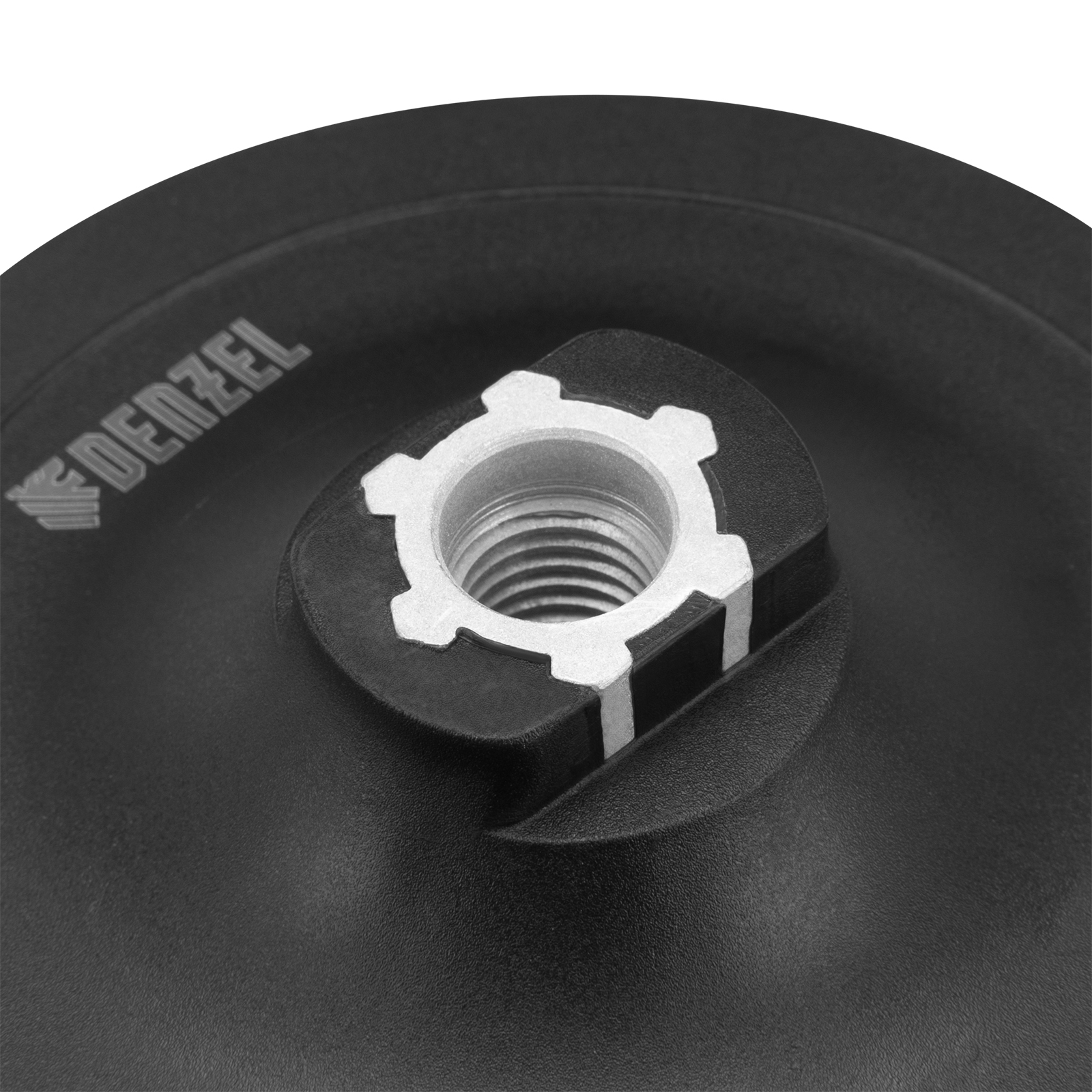 Тарелка опорная для дрели и УШМ с липучкой, 125 мм, стандартная, с адаптером c М14 на d8 Denzel