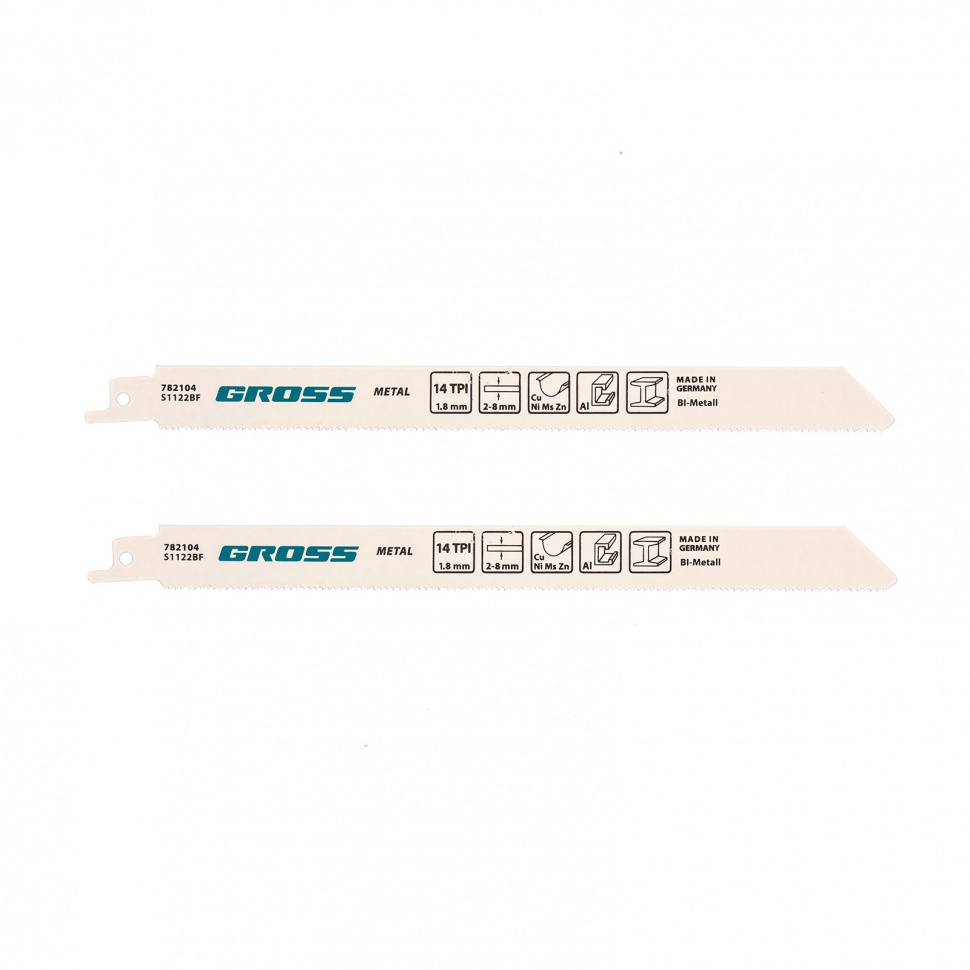 Полотна по металлу для сабельной пилы 4416 - S1122BF, 210 x 1.8 мм, 2 шт. Gross