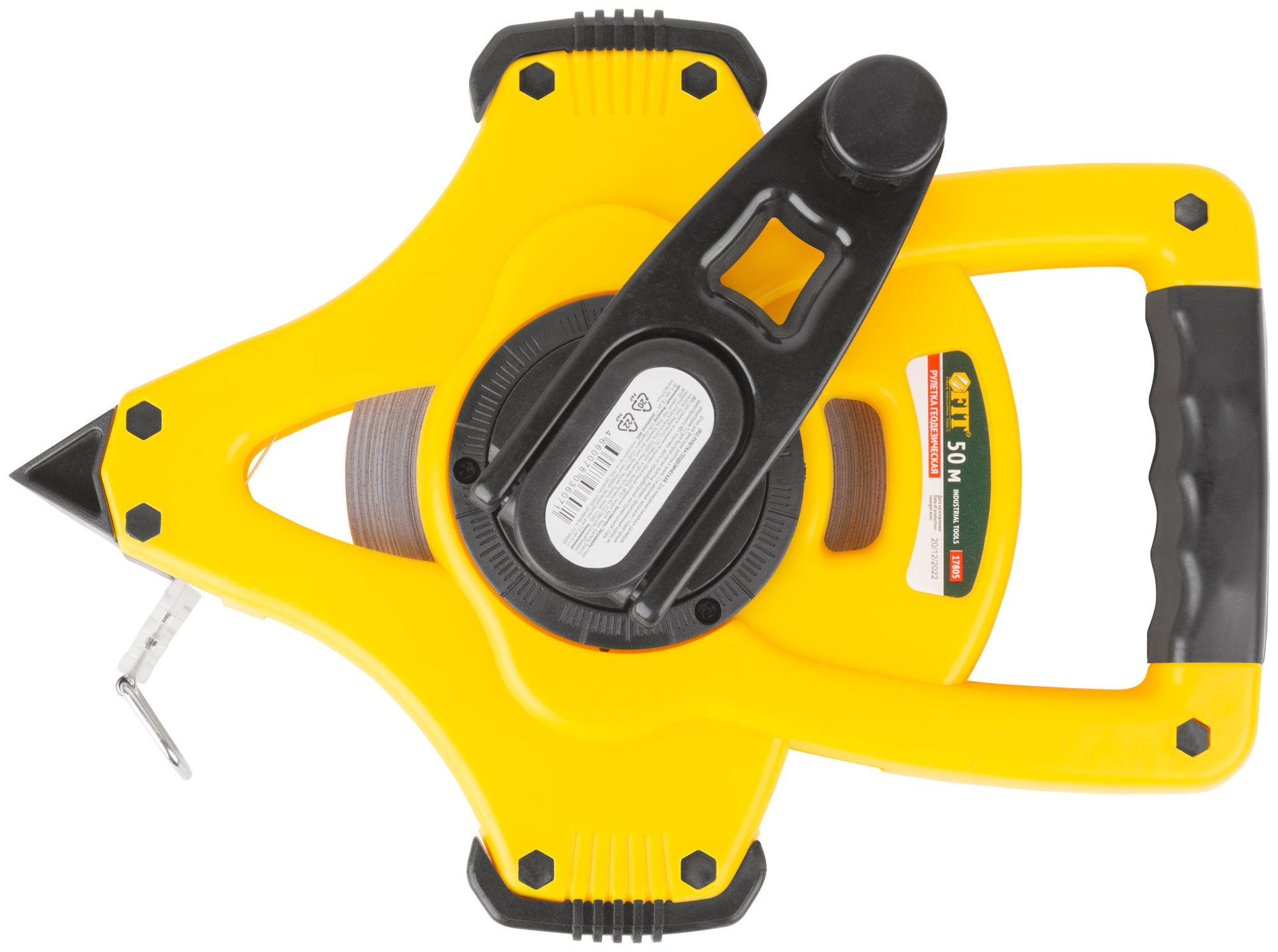 Рулетка геодезическая, стальная лента, открытый пластик. корпус, ускоренная перемотка, прорезин. ручка 50 м